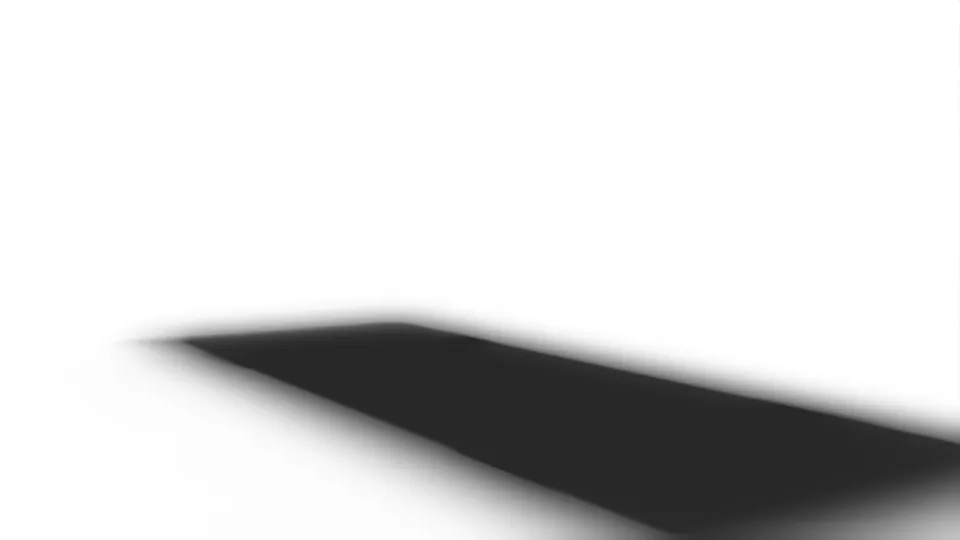 The contact shadow the engine made for the same photo, drawn dark on white: a soft band where the car stands on the floor.